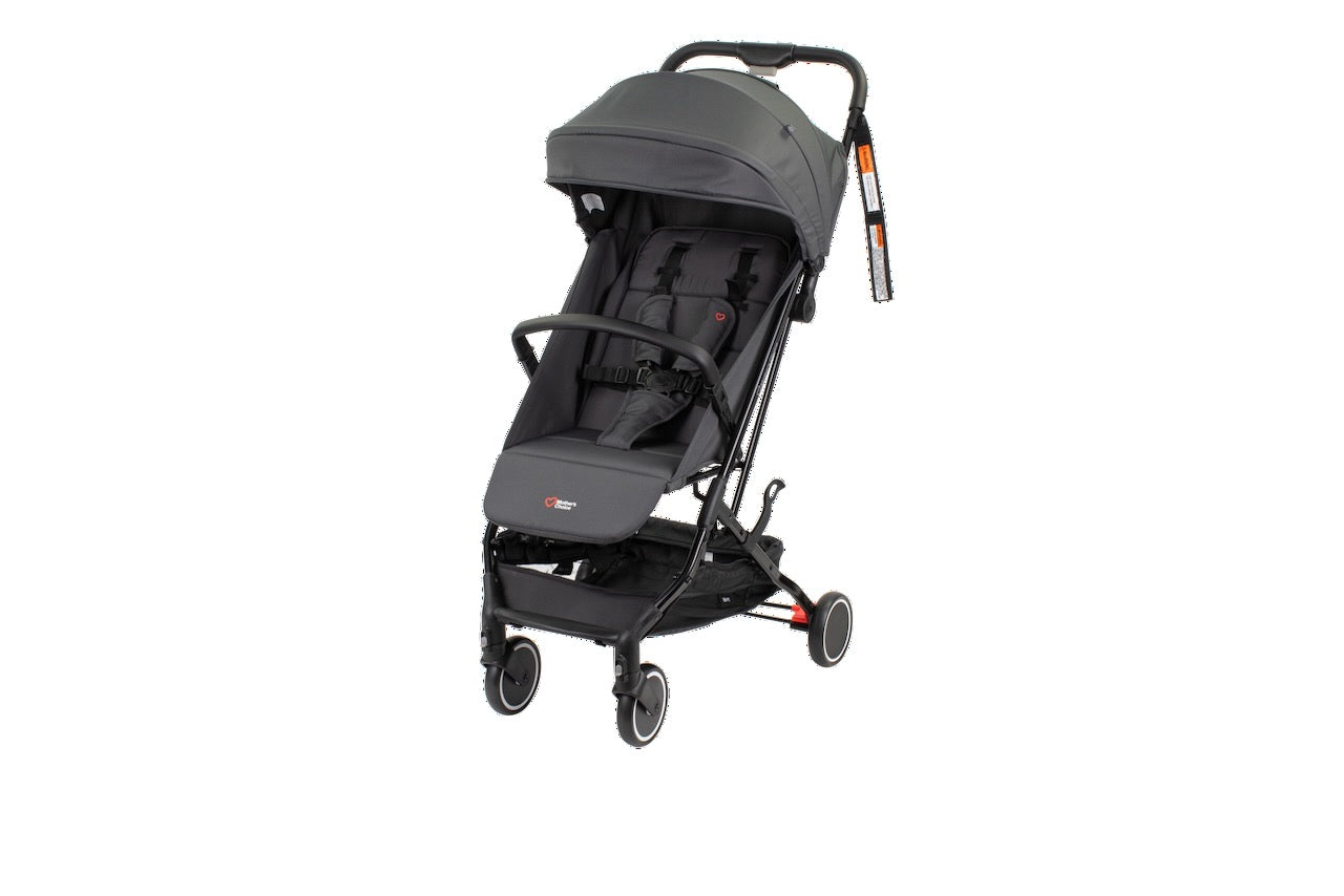 Black stroller on a white background