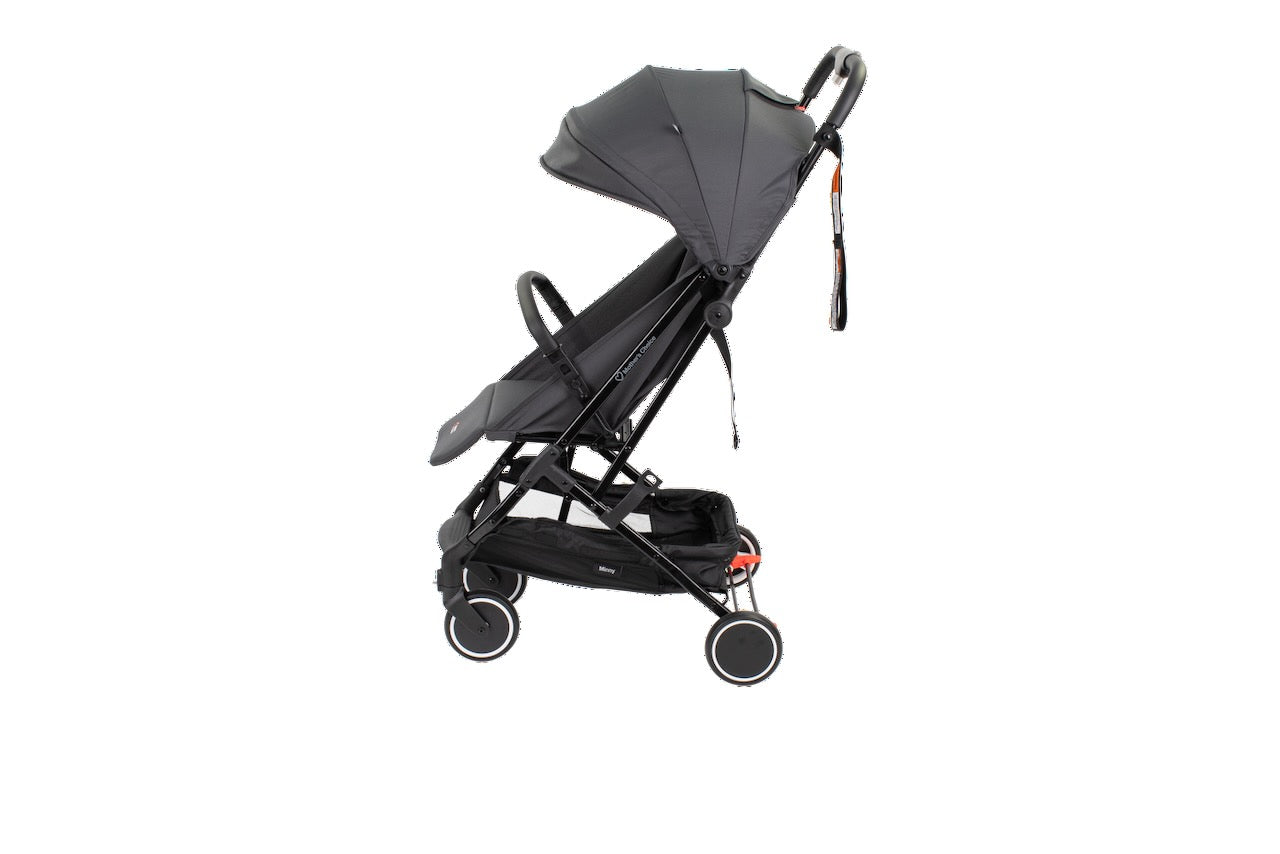 Black stroller on a white background