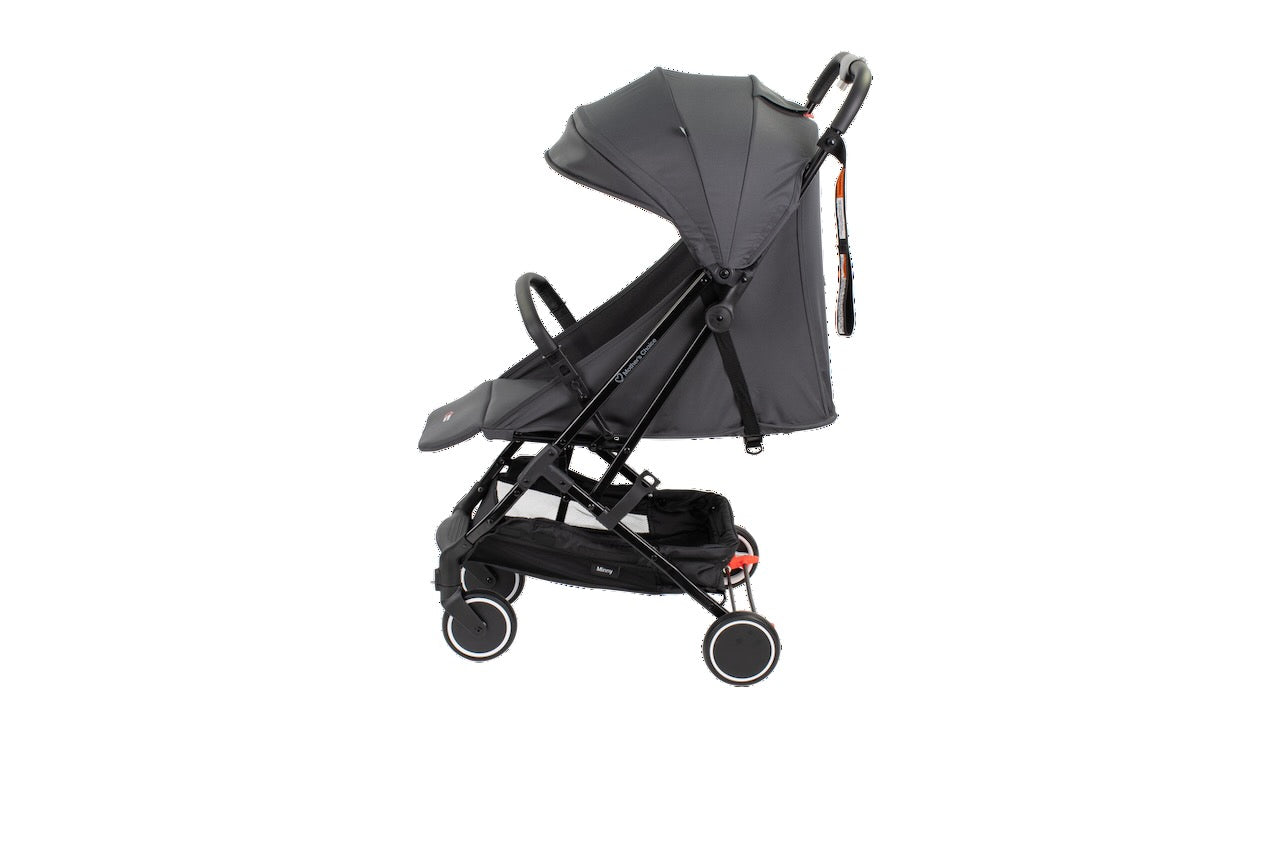 Black stroller on a white background