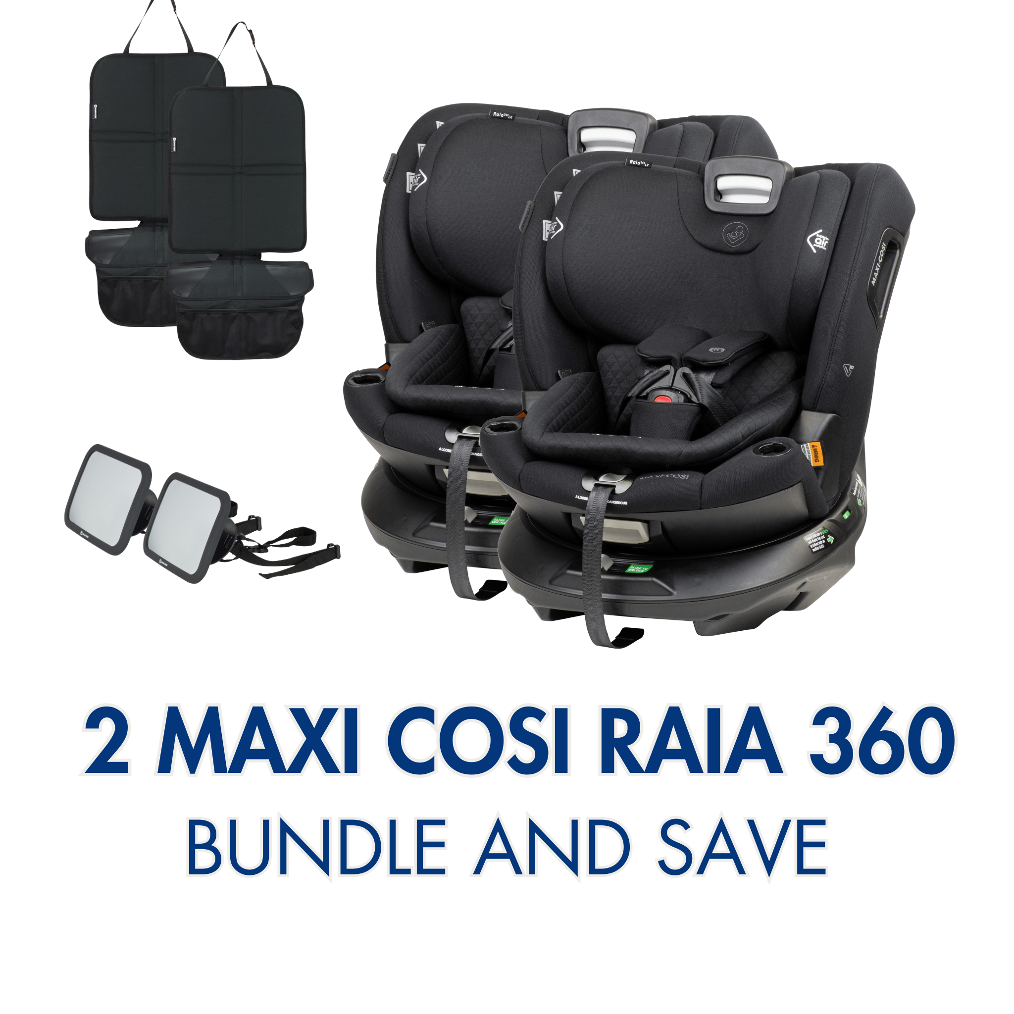 Maxi Cosi Raia 360 Twin Car Seat Bundle